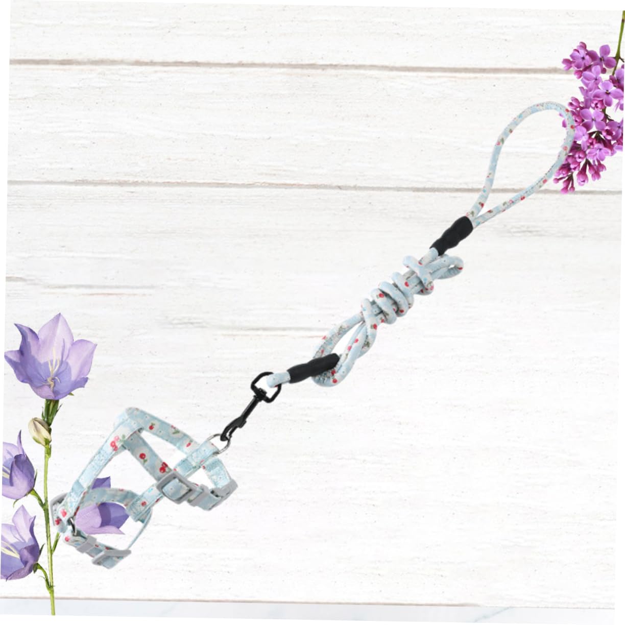 Sosoport 3stücke Verstellbares Katzengeschirr Mit Blütenmuster Aus Baumwolle Bequeme Leine Für Katzen Für Drinnen Und Draußen