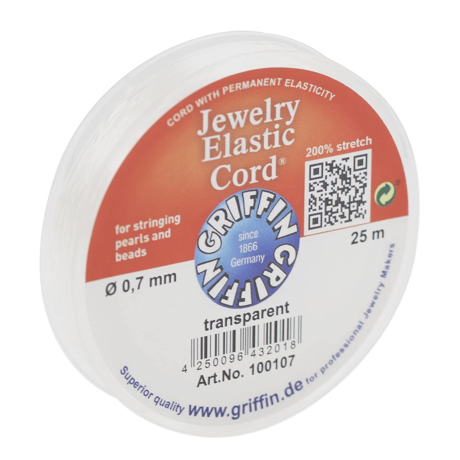Griffin Jewelry Elastic Cord .7mm Transparent (25 Meters)