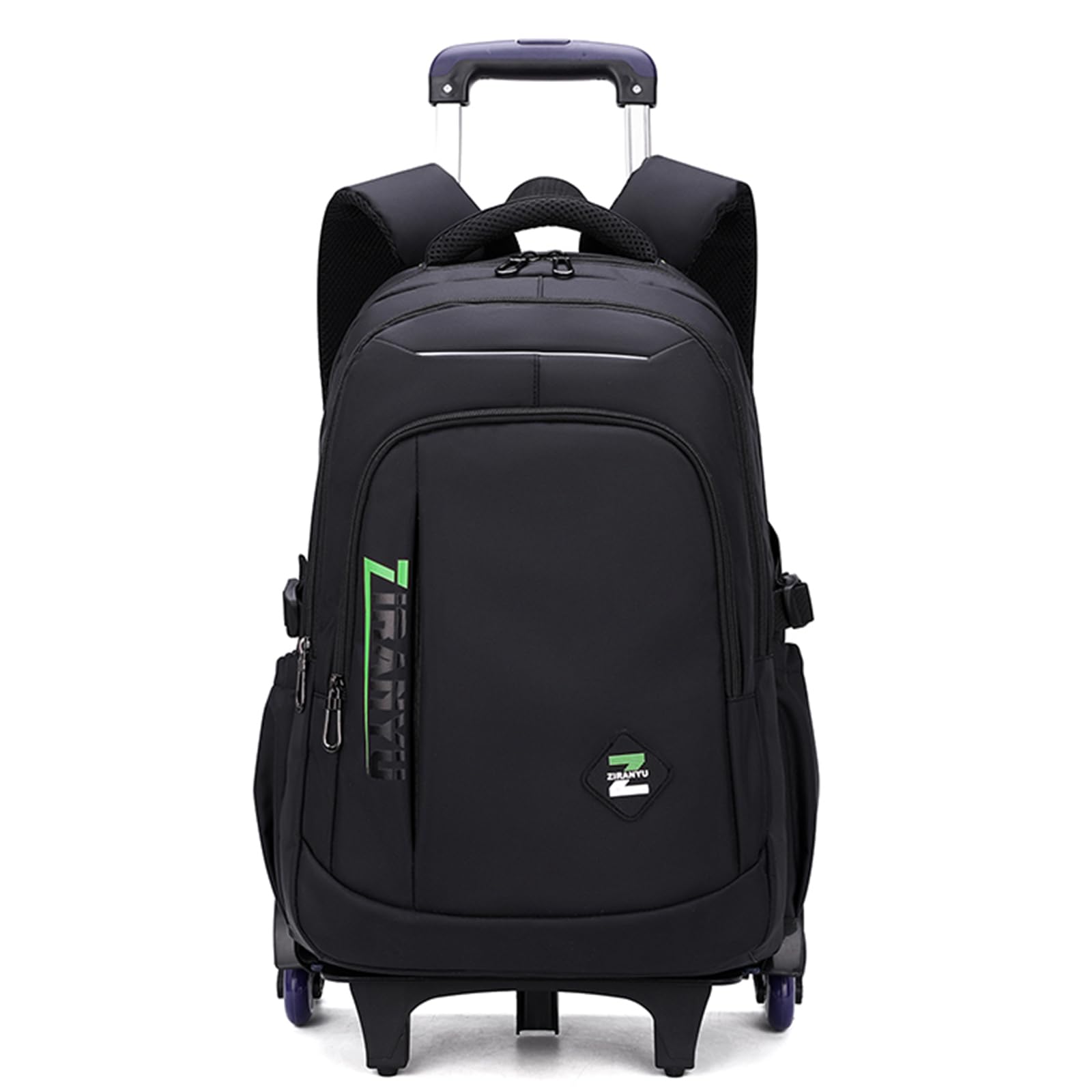 Amythe Zainetto per Ragazzo con Ruote, 30L Zaino Trolley Scuola Media e Superiore Leggero, Zaini Porta pc 15.6 Pollici Uomo con Carrello, Adatto per il Tempo Libero e i Viaggi, Nero