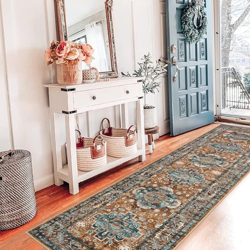 Pauwer Boho Hallway Runner Rug 2x8 Washable Entryway Area Rugs Non Slip Farmhouse Vintage Floor Mat Carpet Runner for Hallways Laundry Room Kitchen Bathroom Bedroom