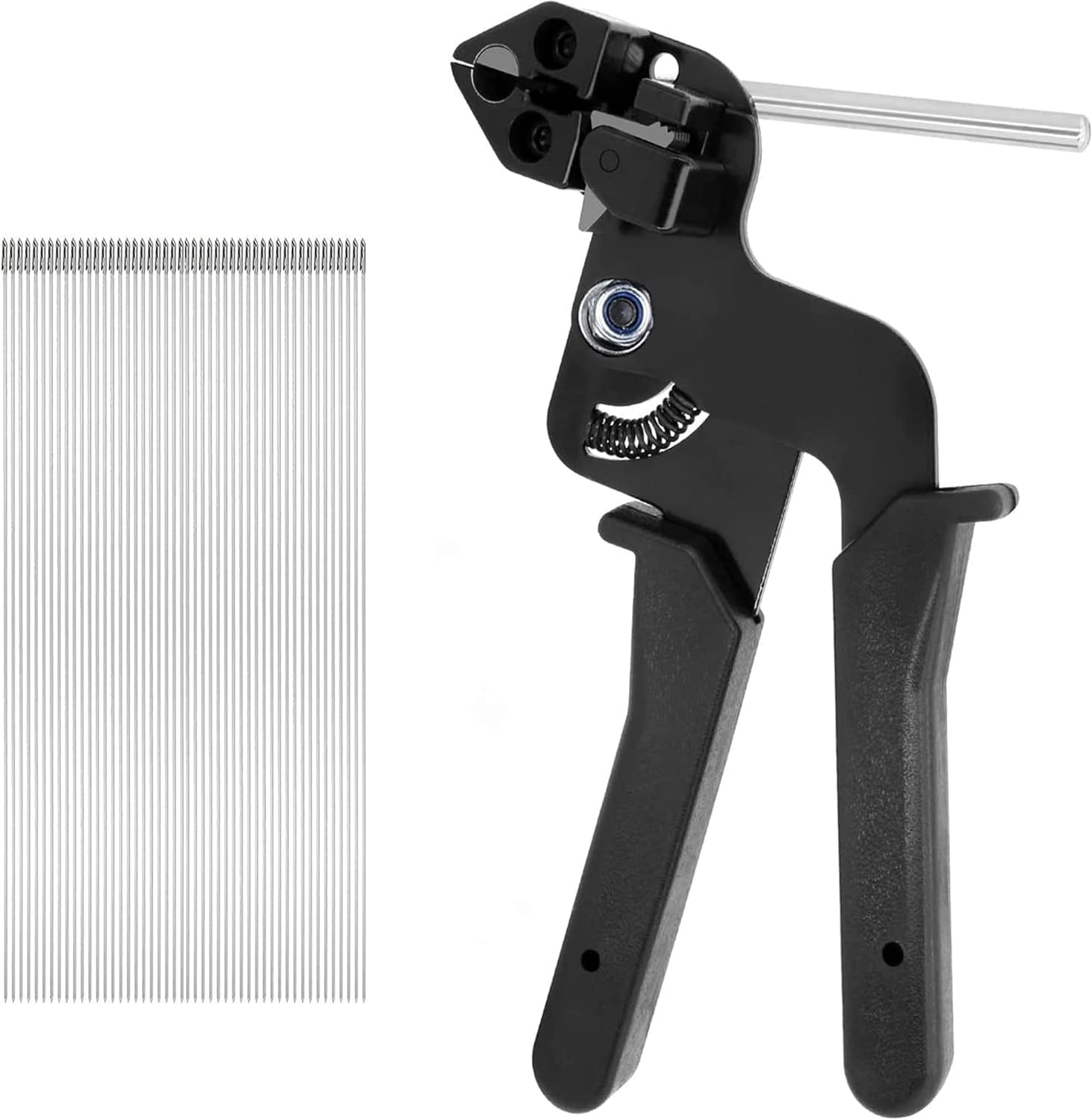Metall Tie Gun mit 50 Stück Edelstahl Kabelbinder,Deecam Kabelbinderzange zum Verriegeln und Schneiden von Metallkabelbindern, 250mm*4.6mm-Kabelbinder Aus Edelstahl
