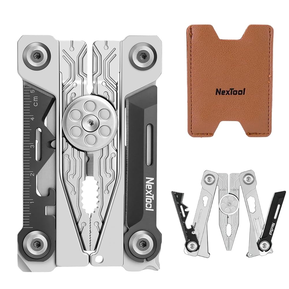20 in 1 Faltbares Multitool Kreditkarte Edelstahl Werkzeugkarte mit Zange,Messer,Flaschenöffner Kompaktes EDC Zubehör für Männer,Outdoor,Reise & Überleben