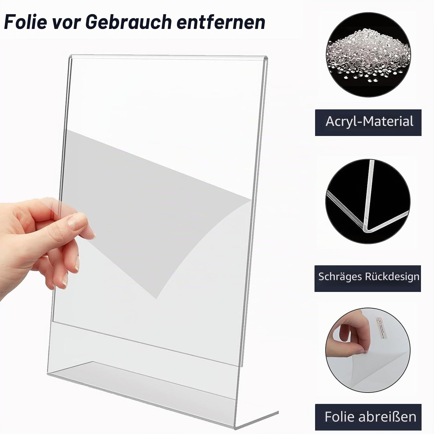 SENENQU 8 Stück Acryl Aufsteller Din A5 Tischaufsteller Schräg, L Ständer Acryl Tischaufsteller A5 Aufsteller Plexiglasdin für Thekenaufsteller, Restaurant, Büro, Werbeaufsteller, Shop
