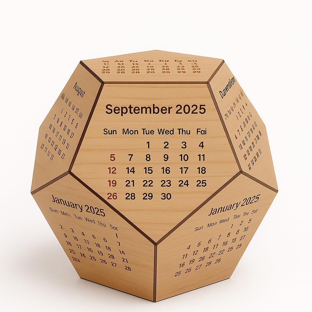 Handmade Wooden Hexagonal Desk Calendar 2025-2027, Premium MDF Construction, 14 x 12 cm, Perpetual Design, Office Desktop Organizer, Corporate Gift | Desk Calendar | Table Decorative Items-image-48