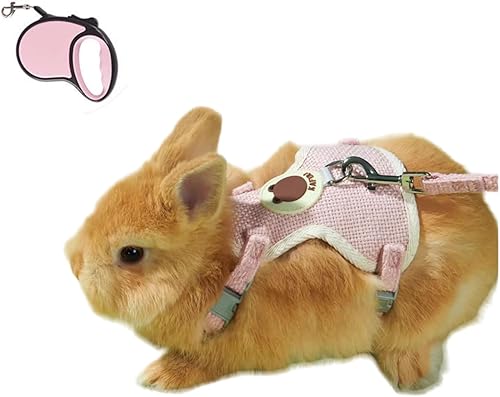 Juego de arnés y correa de conejo para conejos, chaleco ajustable para conejillo de indias, chinchilla, hámster, hurón, rata, gatito, cachorro,