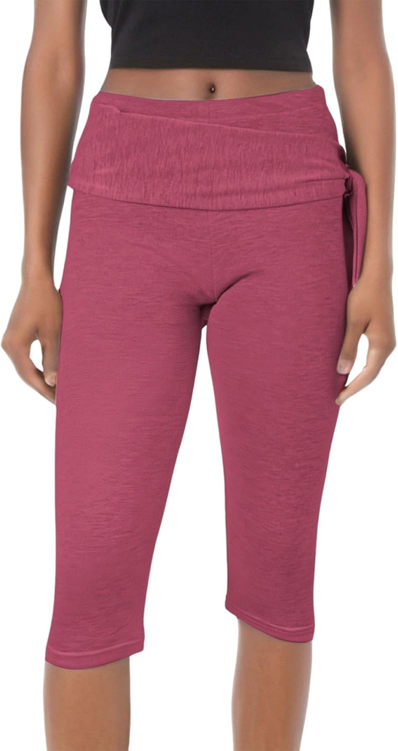 Capri Pants for Women, Tummy Control with Pockets Wide Leg High Waist