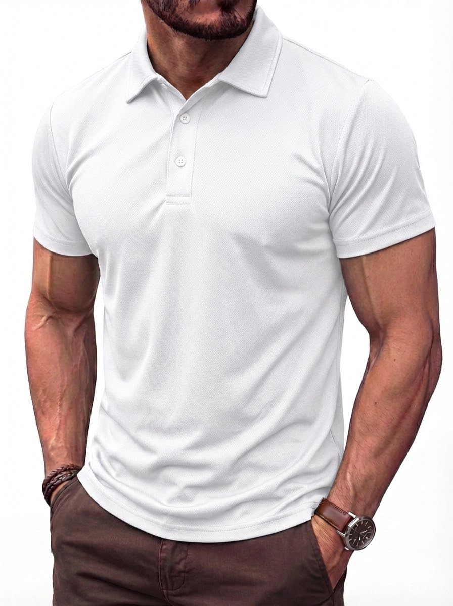 TACVASEN Poloshirt Herren Kurzarm Sommer Polo Shirt Männer Golf Polohemd Atmungsaktiv Funktionsshirt Basic Sport Shirt