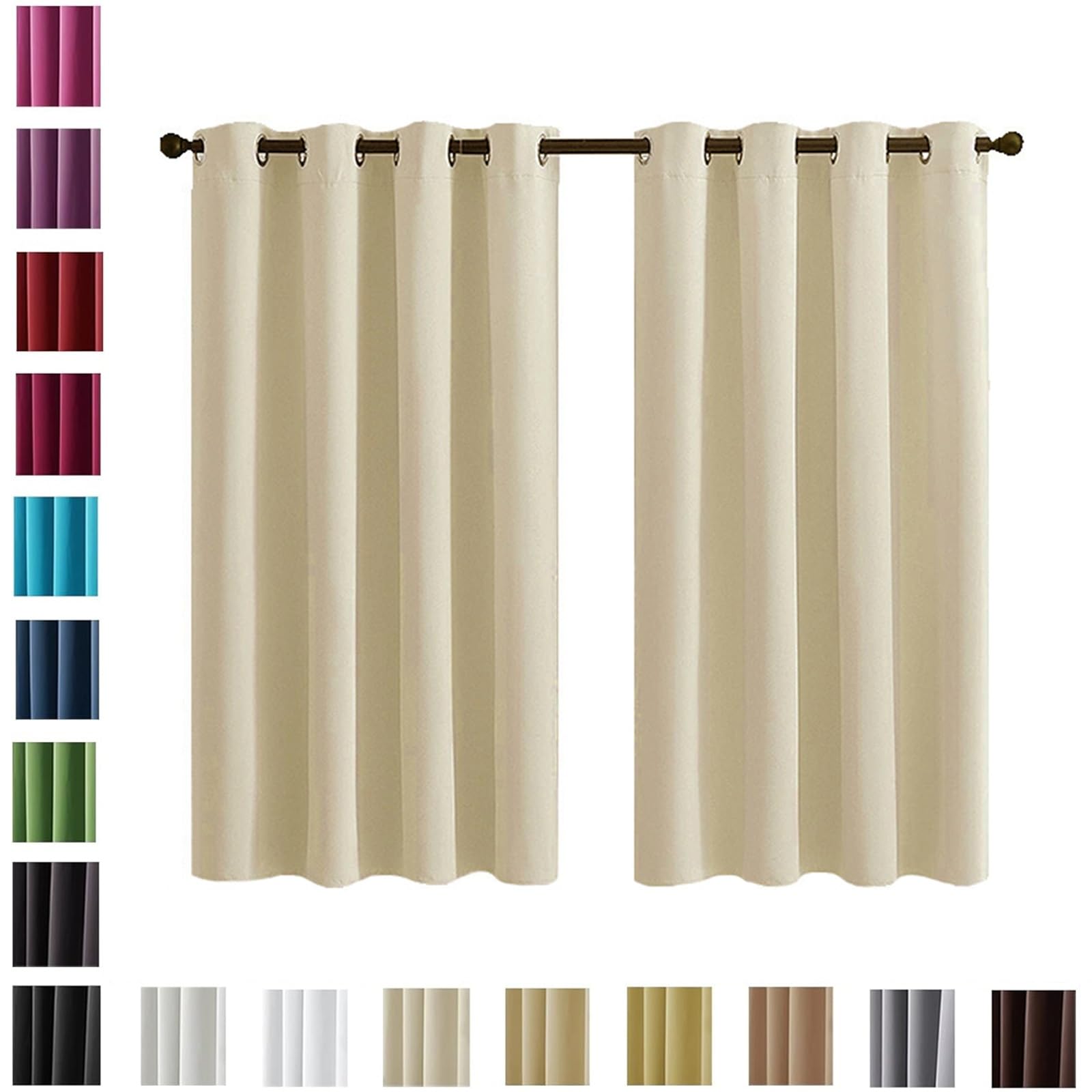 Verdunklungsvorhänge 2Er Set 110 x 230 cm Pflegeleicht Thermo Blickdicht, Verdunkelung Fenstervorhang Gardinen Vorhänge, mit Raffhalter für Wohnzimmer Kinderzimmer, Sandgelb