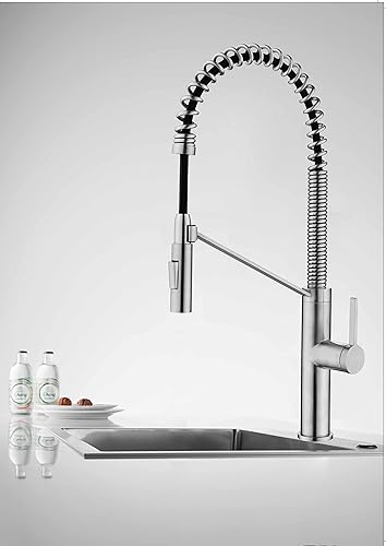 Miniatura 10 de AQUALISE - Grifo de cocina semiprofesional de estilo comercial (níquel cepillado)