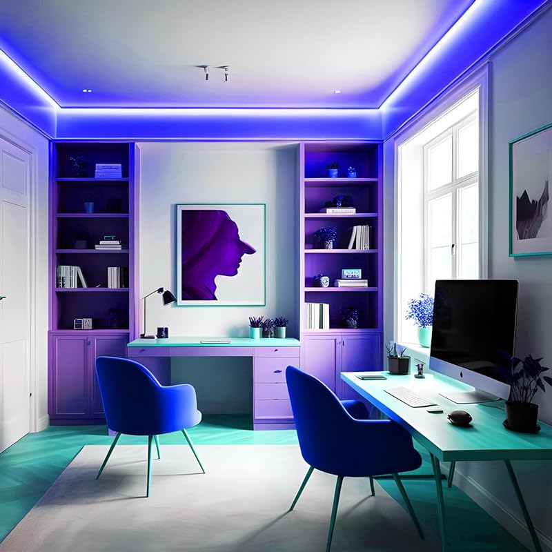 Image of 16.1 Feet Neon LED Strip Light | 12V Adapter, Waterproof IP65, Silicone Flexible Rope Light for Home Wall Decor & Gaming Room| Led Strip Lights | Neon Lights 5 Meter | (Blue)