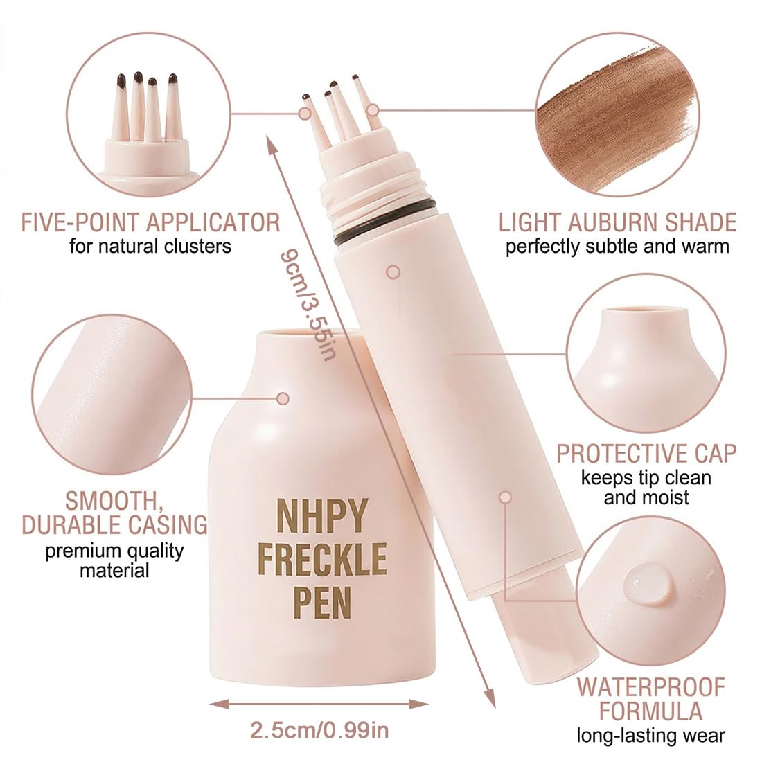 1 Pezzi Freckle Timbro, Penna Lentiggini, Impermeabile e Resistente al Sudore, Asciugatura Rapida 6s & Durata 24h, Trucco Lentiggini per Lentiggini del Viso