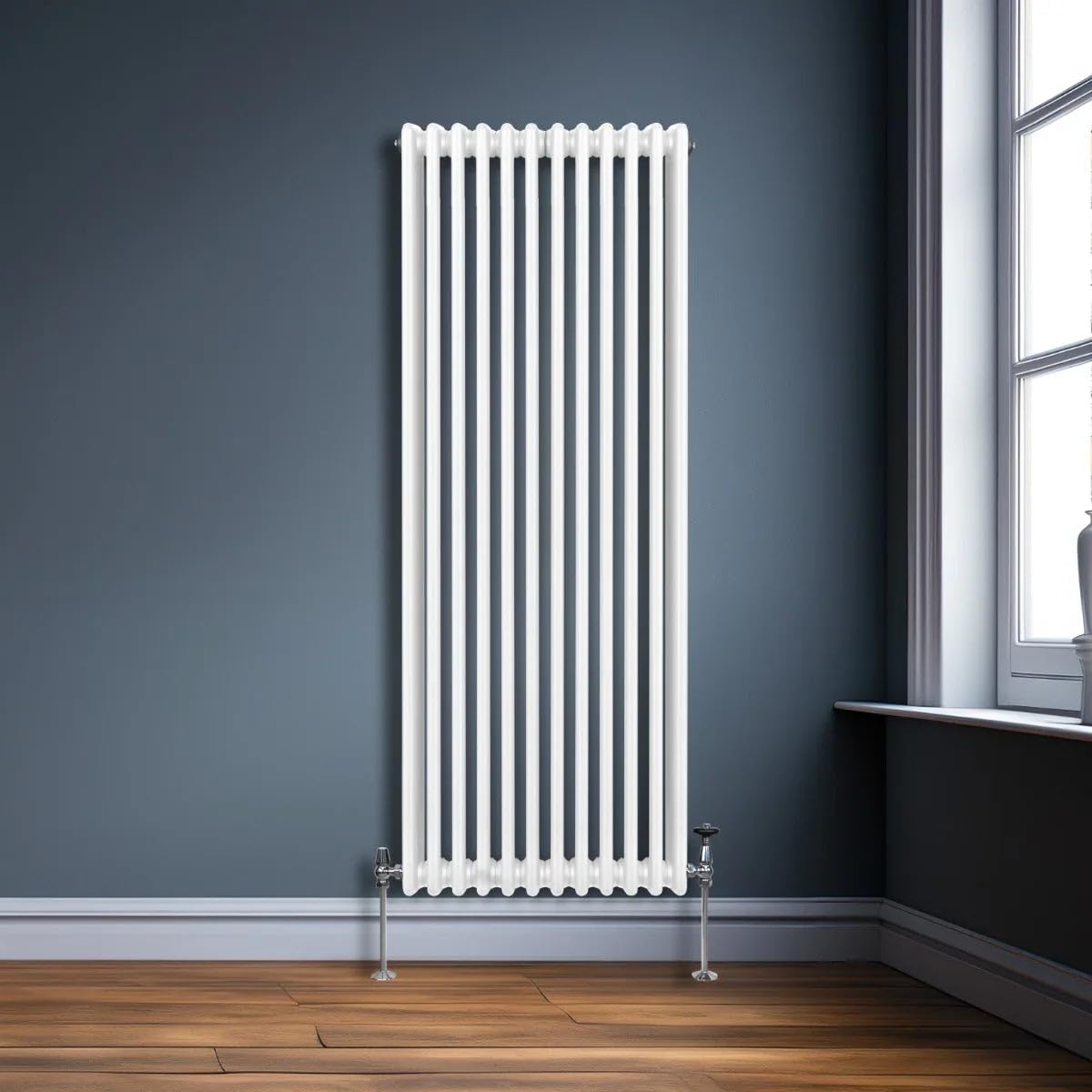 Tradycyjny grzejnik 3-kolumnowy 1800 mm x 562 mm nowoczesny grzejnik centralny z połyskiem biały stal węglowa pionowy montowany na ścianie kuchnia salon łazienka szczotka do czyszczenia zestaw