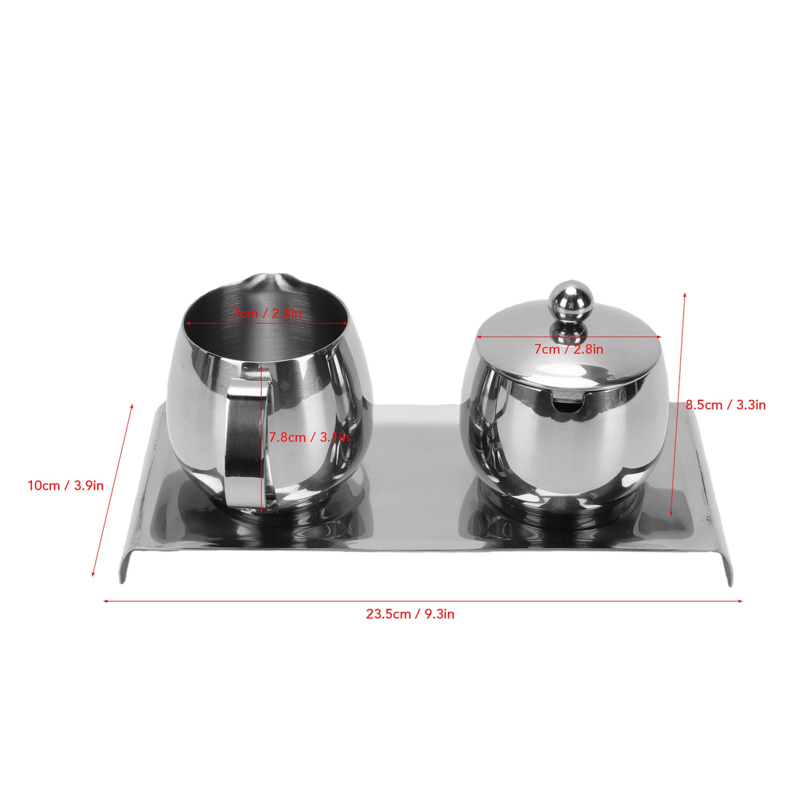 Asixxsix Jarra para Espumar Leche de Acero Inoxidable de 300 Ml, Juego de Azucarero y Bandeja de 250 Ml con Boquilla Afiladora para café Latte Art, Taza de Crema de Acero 304