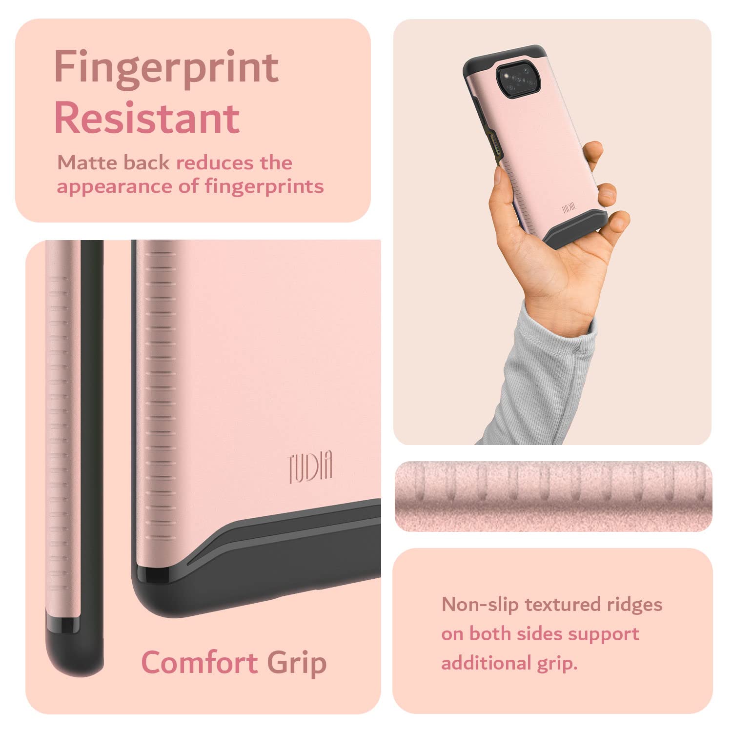 TUDIA DualShield compatibile con Cover Xiaomi Poco X3 Pro/Poco X3 NFC, [ Merge] Case Protettiva Rigida in TPU ultra sottile antiurto militare di grado Custodia Poco X3 Pro/NFC - Oro Rosa