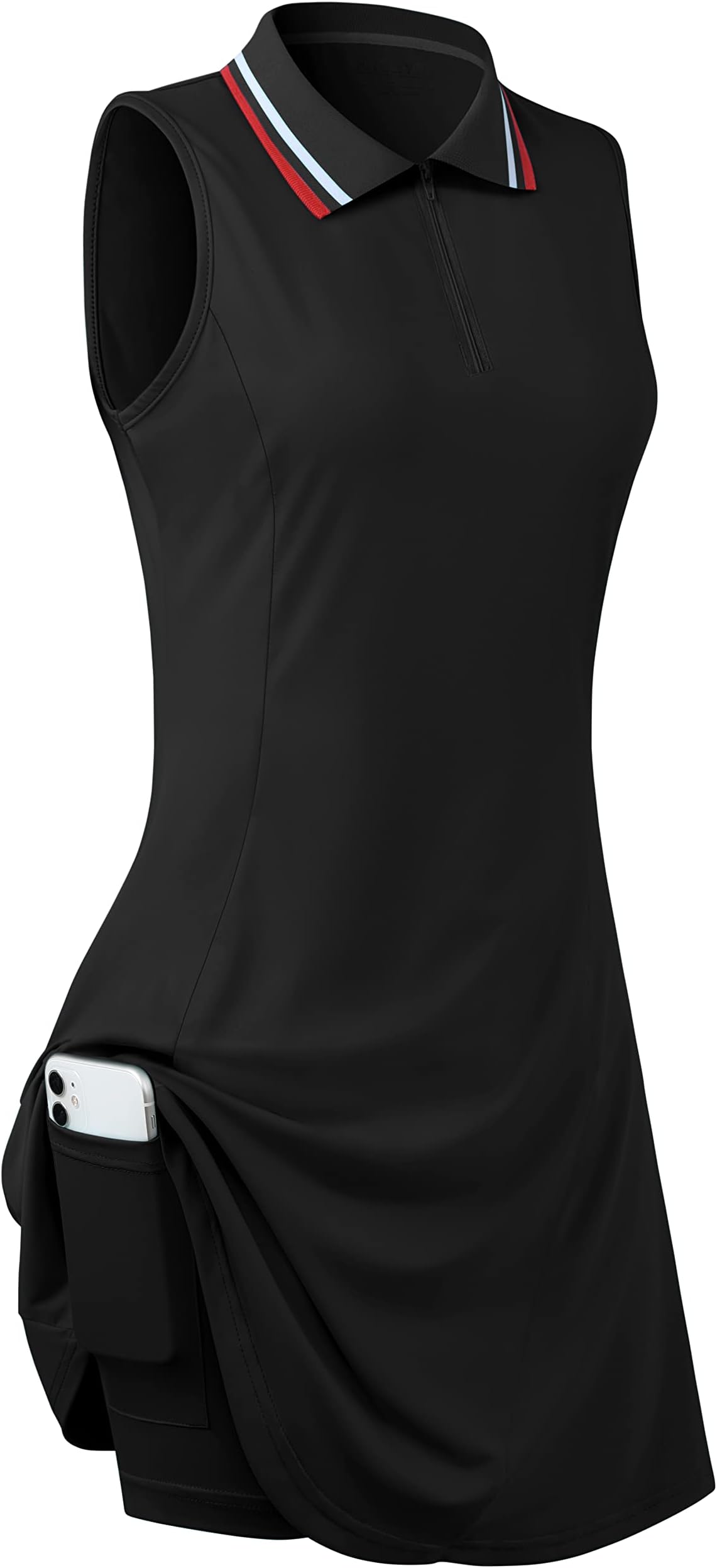Womens Sleeveless Golf Tennis Polo Dresses with Inner Shorts&Pockets for Workout Exercise