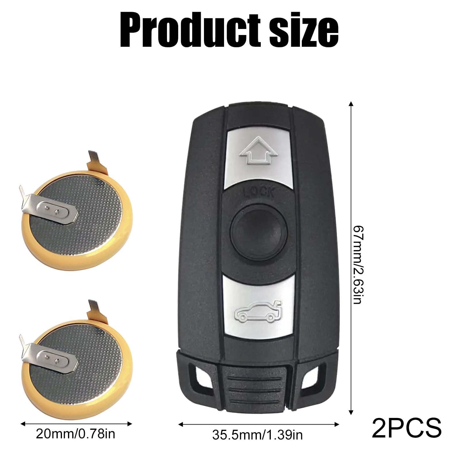 Image secondaire de Lot de 2 Coques de Clé de Voiture BMW avec Piles LIR2025