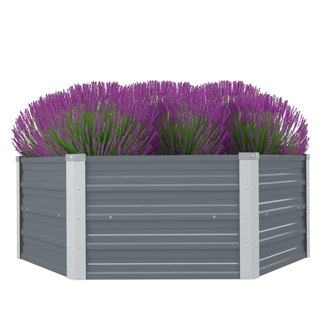 Jardinière acier galvanisé gris bac à fleurs extérieur jardin et patio
