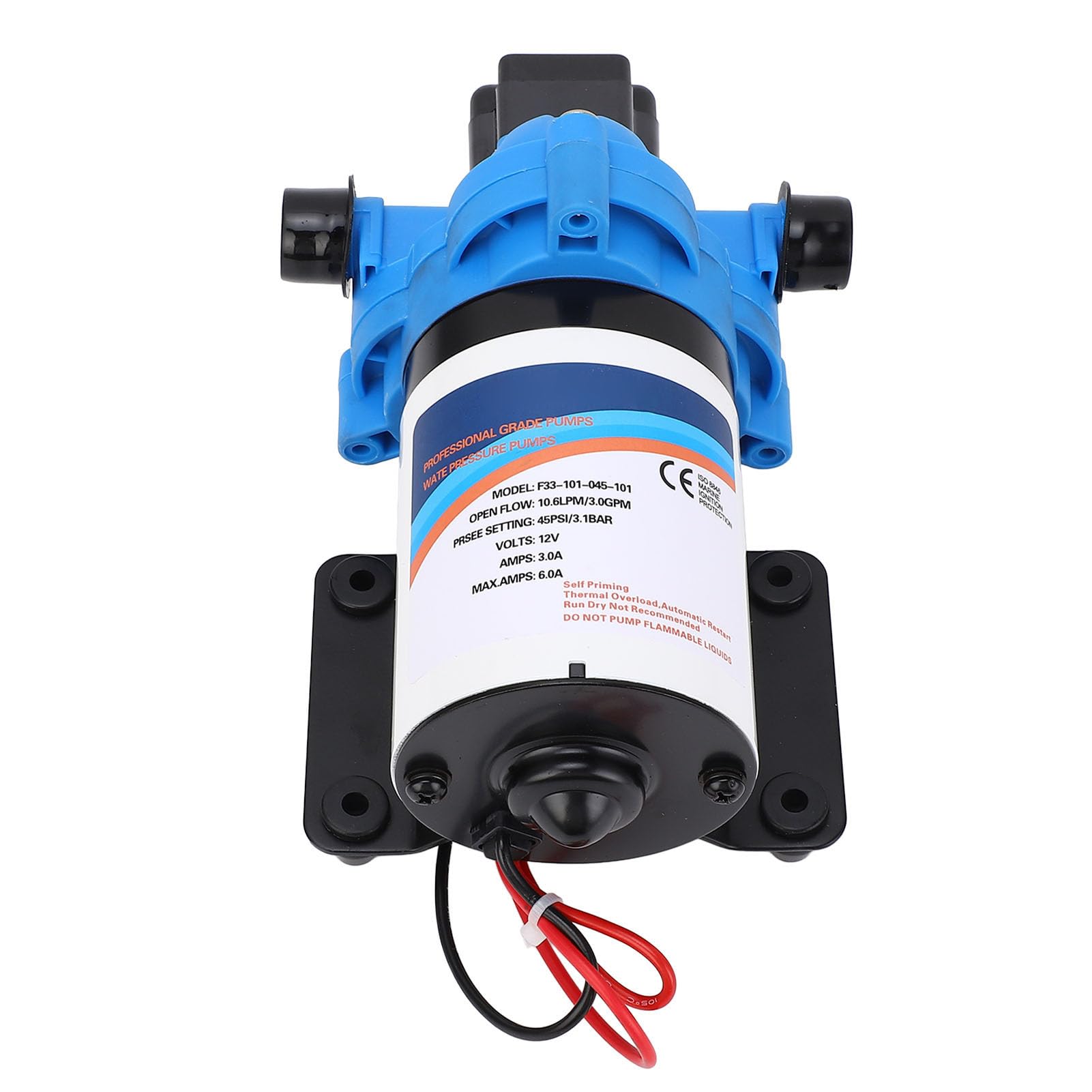 RiToEasysports Pompa Wodna do Pojazdów Kempingowych 12 V DC Samozasysająca Pompa Membranowa 3,0 GPM 45 PSI Miedź Nylon Guma Automatyczne Uruchamianie Stop Niski Poziom Hałasu dla Jachtu Morskiego RV