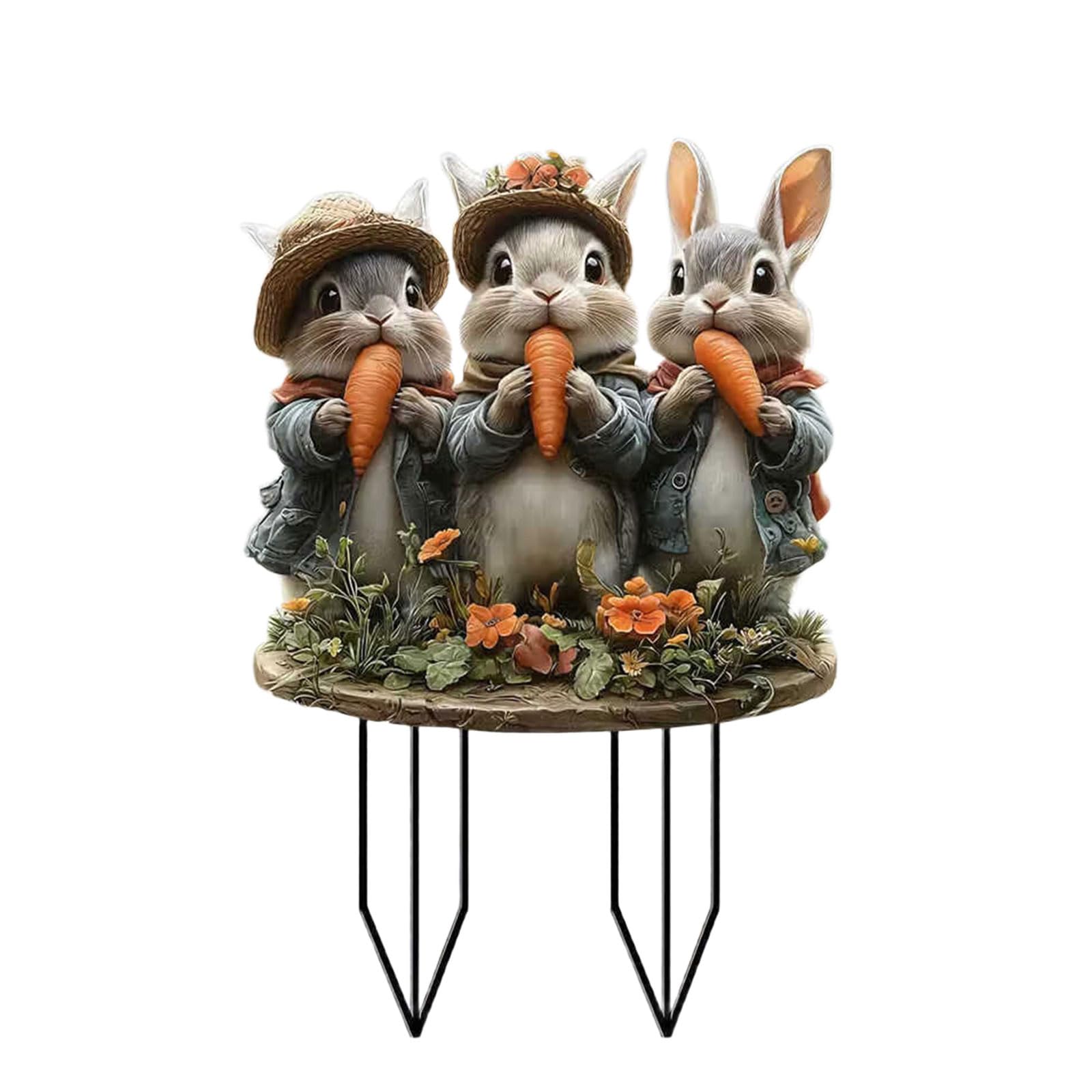 Garden Stake Outdoor Decoration Easter Eggs Rabbits and Cow Stakes Stake Holiday