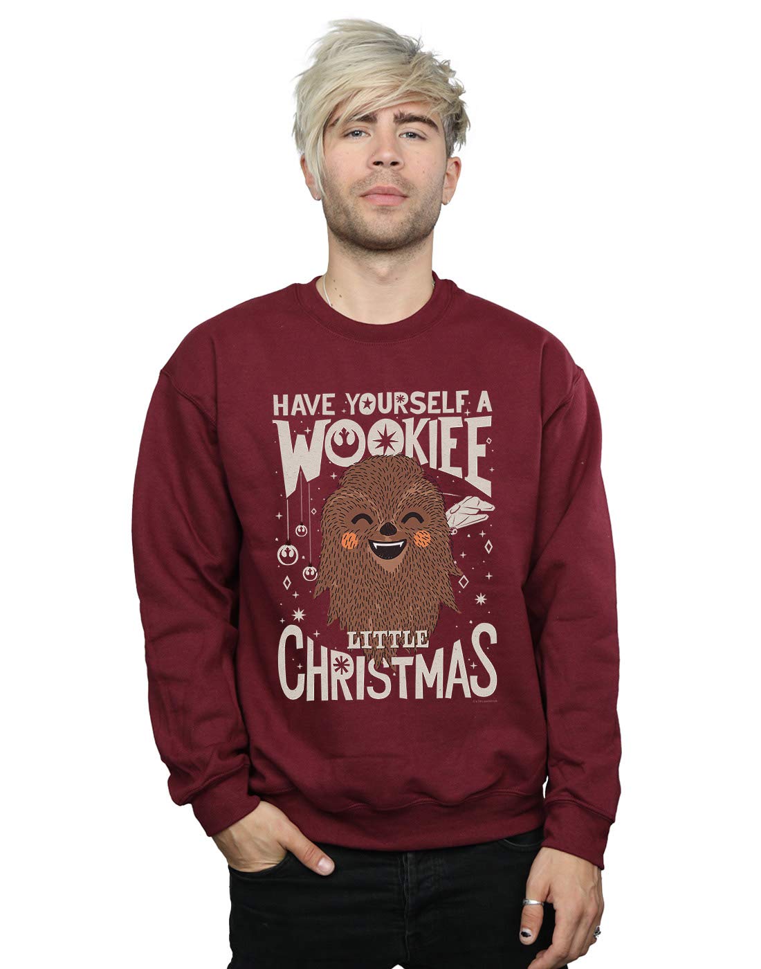 Star Wars Men's Wookiee Little Christmas Sweatshirt Burgundy X-Large