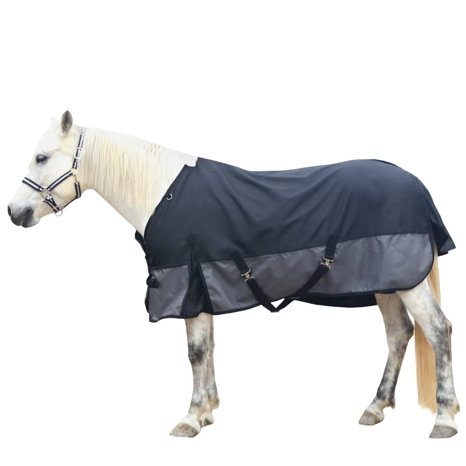 LEAFOREST 1200D Horse Blanket Waterproof Breathable Turnout (no Filling) Standard Neck Horse Sheet Black Grey 75IN