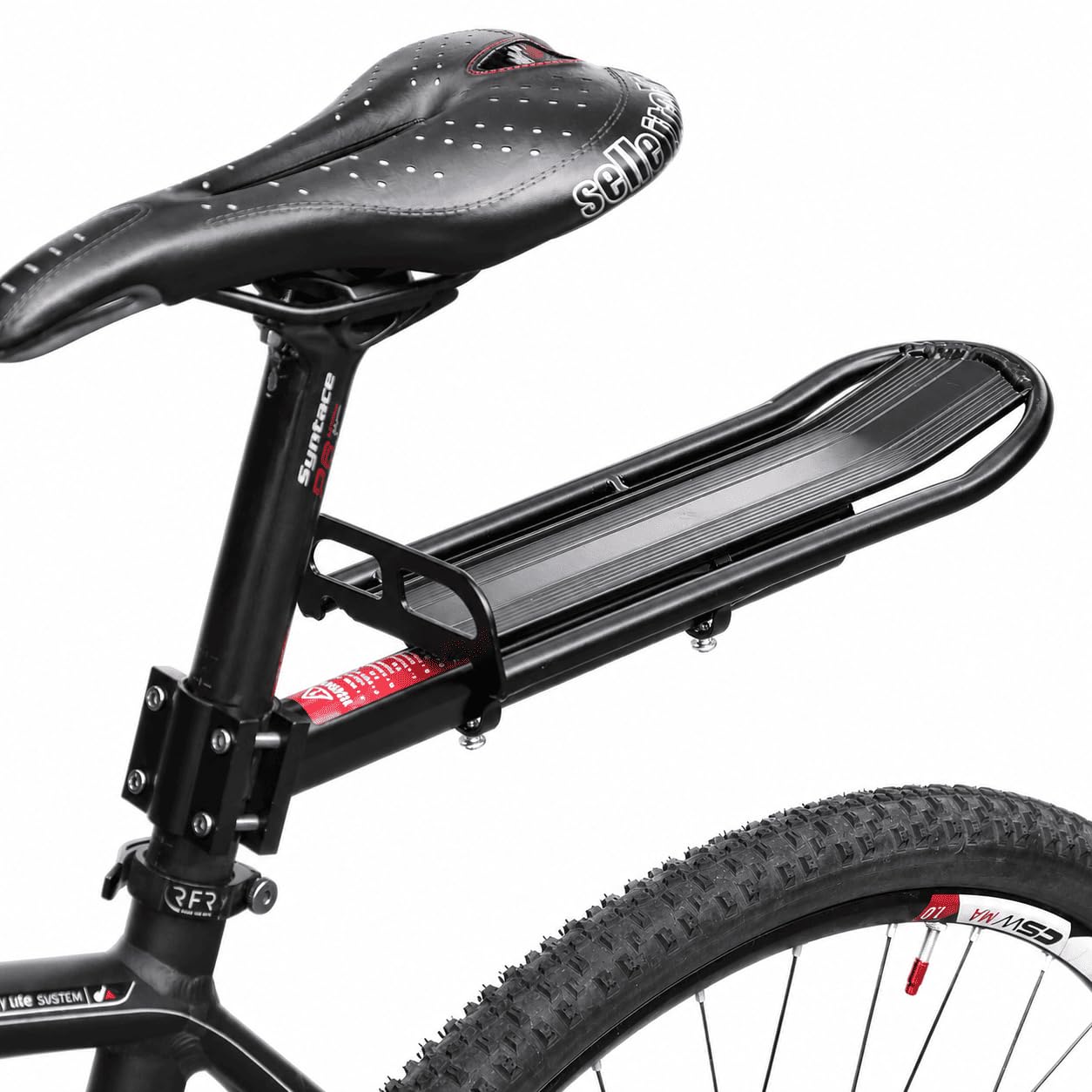 MidGard Fahrrad Gepäckträger für Sattelstütze mit 4-Schrauben-System aus Aluminiumlegierung, passt für 22-29 Zoll Fahrräder, belastbar bis maximal 9 kg Sport & Freizeit