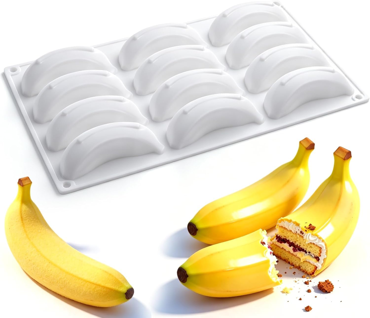 3D Banana Silicone Mold for Mousse Cake 12 Cavity Fruit Pudding Banana Molds for Baking Pastry Ice Cream Cake Decoration Mould Supplies-image-36