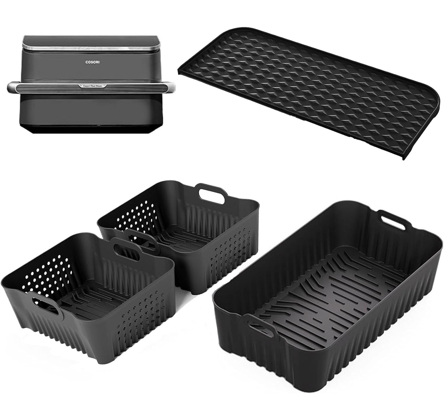 Freidora de aire caliente Accesorios para COSORI Dual Blaze TwinFry 10L, 1 x 10 l + 2 x 5 l Reutilizable Silicona Molde Airfryer Freidora de Aire Caliente, Doble Blaze Twinfry Estante de