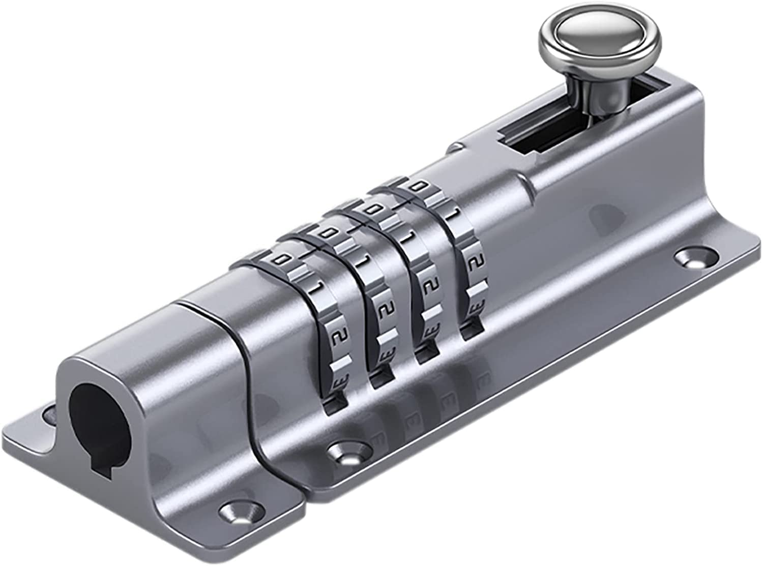 Vnvfjklo Streamer Silver Combination Locks, 4 Digit Password Combination Slide Bolt Lock, For Door, Bedroom And Cupboards, Latch(Streamer Silver)