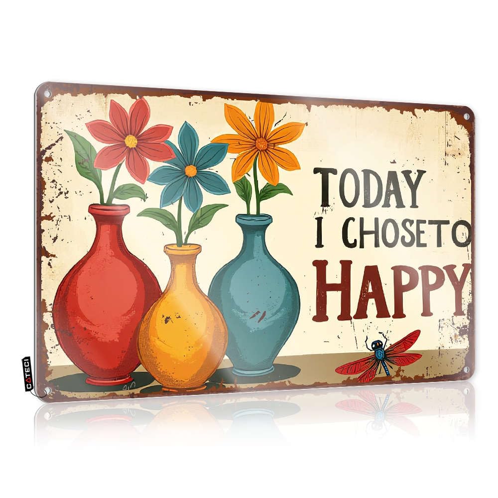 Sujd Colour Plaque Gift For Dad Waterproof Artwork, Humorous Retro Print For Cafe Pub Slow | Tapestry Pre-Drilled Custom Today I Choose To Be Happy(30X40cm)