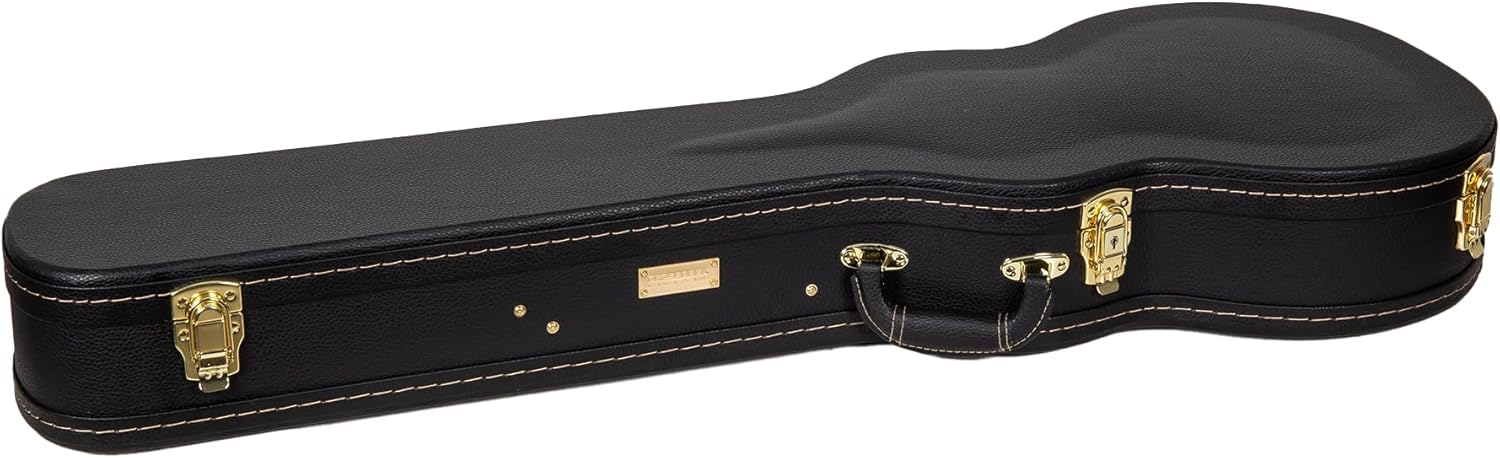 Crossrock Hardshell Arch Top Wood Case fits Les Paul Electric Guitars-Black(CRW620LBK)