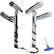 YaeMarine Pair Stainless Steel Dual Outrigger Rod Holders Angle Adjustable | double outrigger fishing rod holders stainless steel any angle from water for boat marine yacht