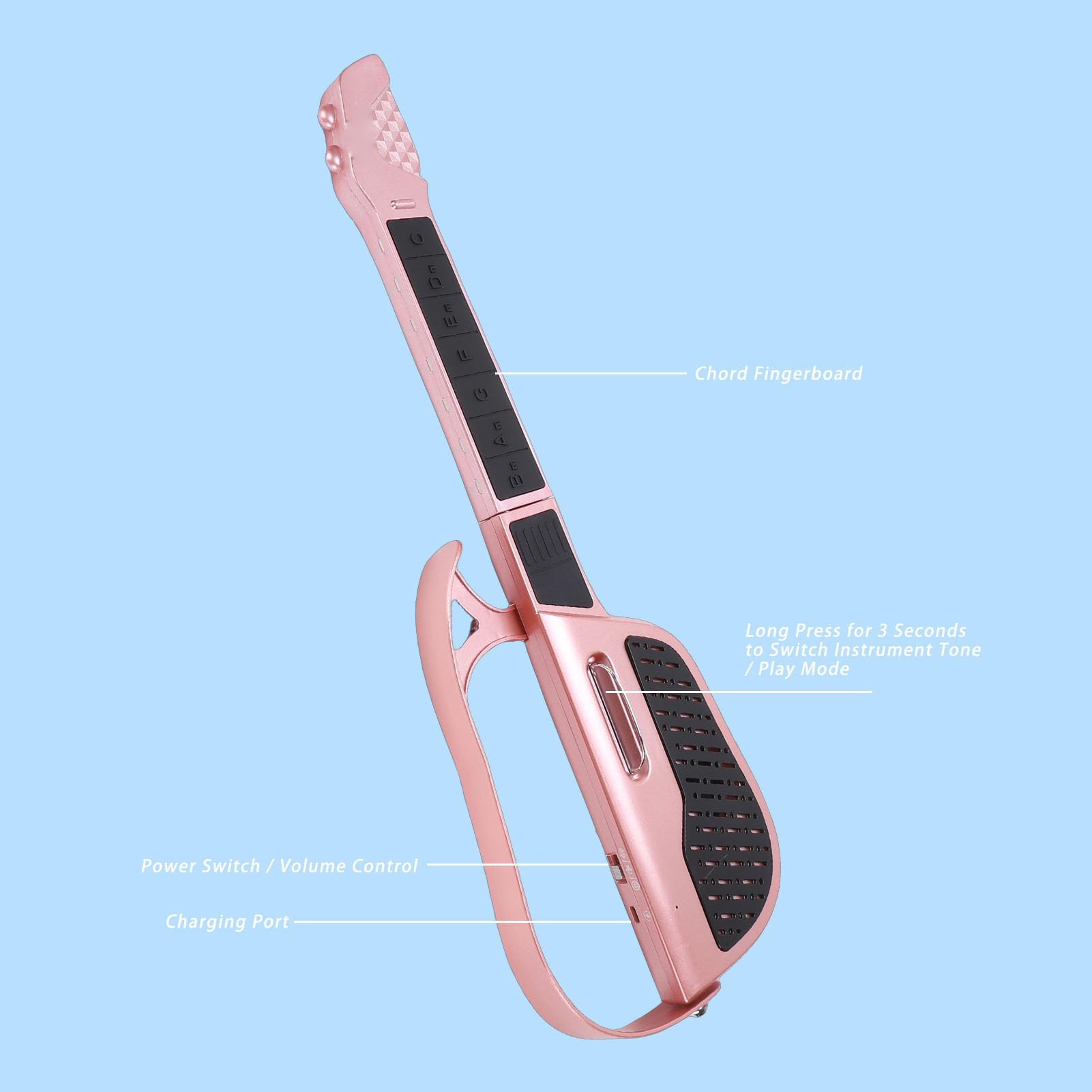 Jouet de Guitare Pliable pour Enfants avec Système d'apprentissage Intelligent, Guitare électrique sans Cordes, Idéale pour Les Jeunes Musiciens, Réglage Automatique de la tonalité, Batterie