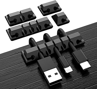 INCHOR 5-Pack Cord Organizer, Cable Clips Cord Holder, Cable Management USB Cable Power Wire Cord Clips, Cable Organizers for Car Home, and Office (1, 2, 3, 5, 7 Slots)