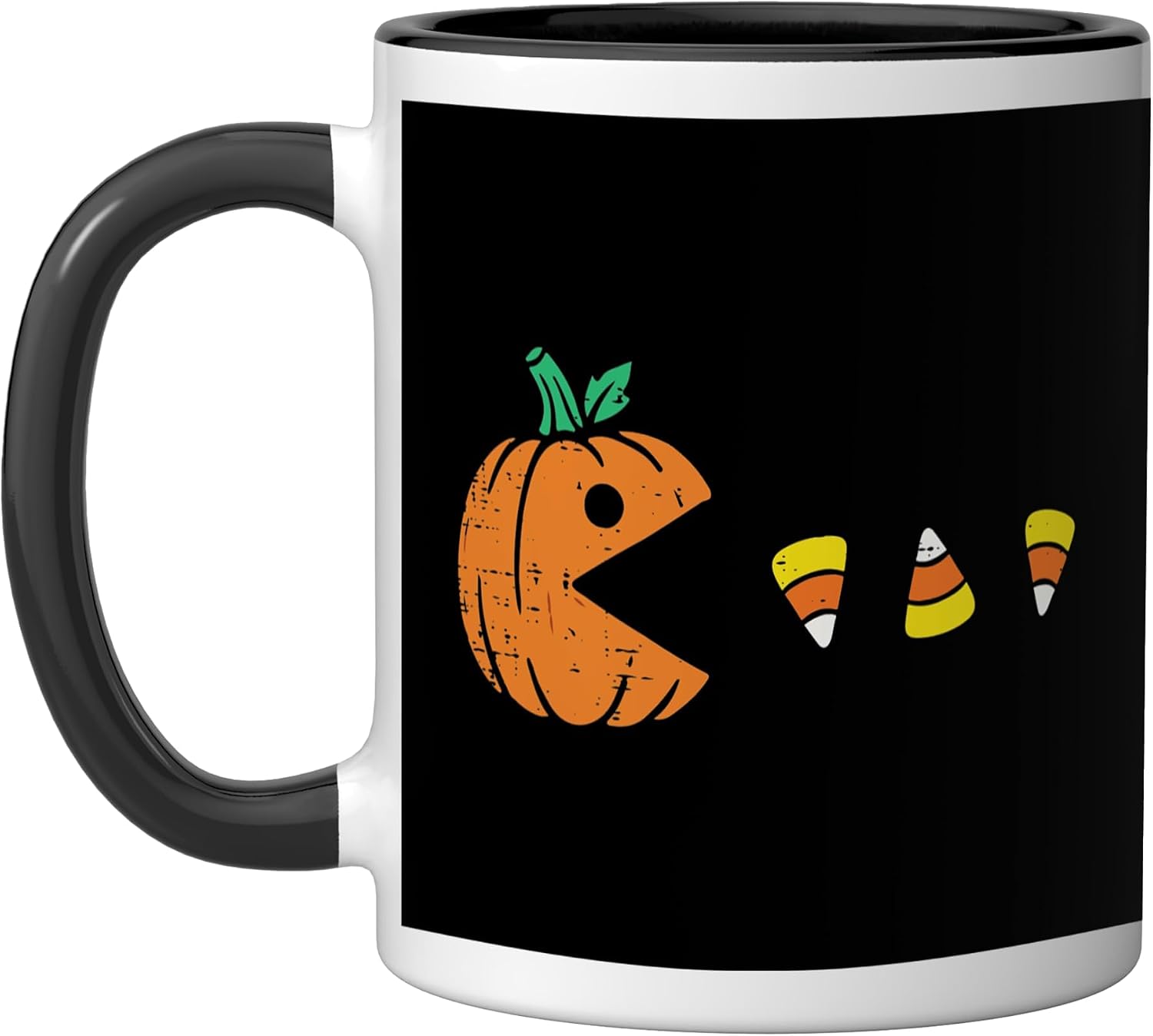 Halloween Pumpkin Eating Candy Gaming Gamer Men Boys Kids Ceramic Mug, Black/White, 11oz