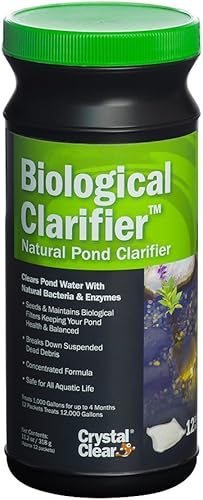 CrystalClear BioClarifier - Clarificador natural para estanques, 12 paquetes de golosinas de hasta 12,000 galones