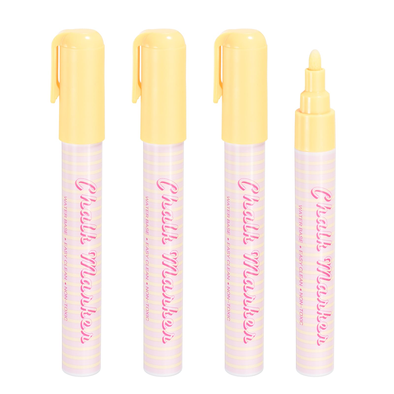 PATIKIL Liquid Chalk Markers 6mm, 4 Pcs Chalkboard Markers, Dry Erase Chalk Pens with Erasable Wide Fine Tip Wet Erase for Chalkboard Windows Blackboard Car Mirror Glass, Creamy Yellow โ image 1