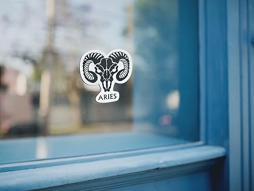 Miniatura 7 de Aries - Calcomanía impermeable de 3 pulgadas, signos del zodiaco, astrología, horóscopo, chakras, esqueleto, gótico, grunge, castillo de Halloween,