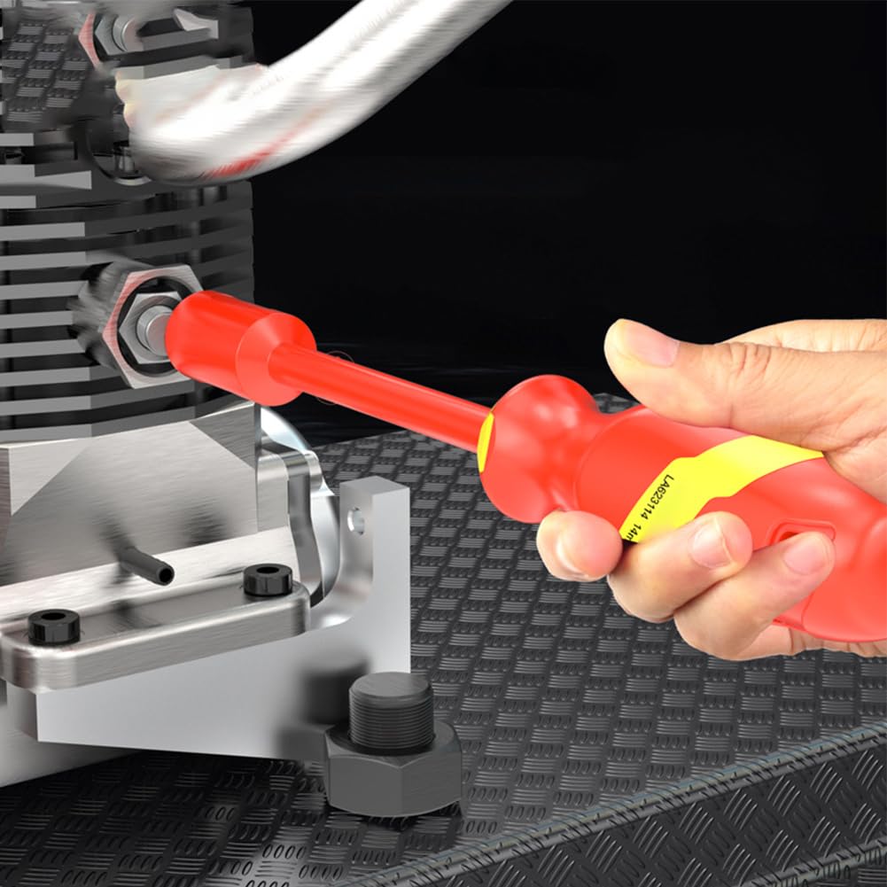 Llaves de Vaso Aisladas 1000V VDE Llaves de Vaso Aisladas Destornillador de Tuercas Giratorio Llaves de Vaso Hexagonales Llaves Destornillador para Vehículos Eléctricos Híbridos (13mm)