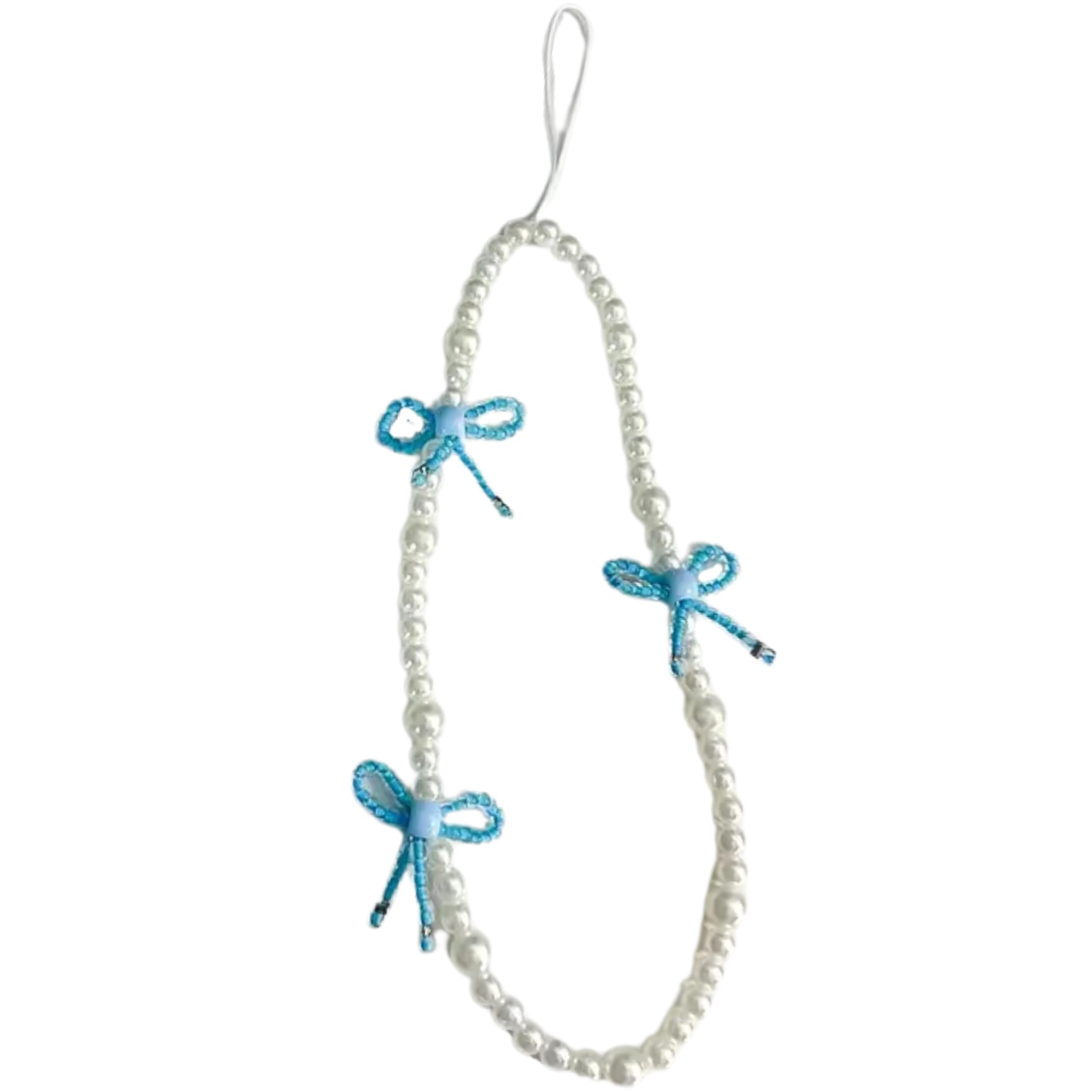 SNOWYS SHOP Korean Bow Beaded Phone Charm for Girls – Cute Lanyard Hanging Keychain Metal Mobile Accessory for Women-image-34