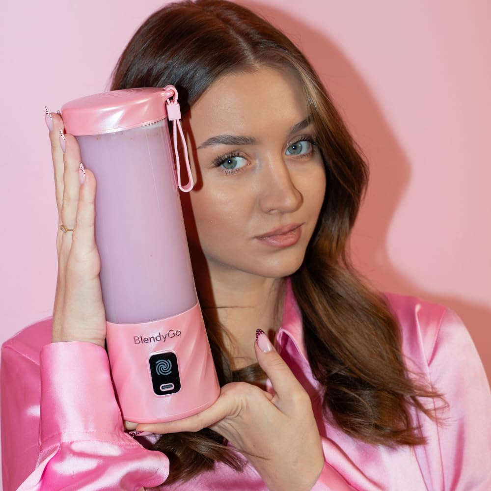 Blender portable BlendyGo3, Mixeur, Blender Smoothie rechargeable USB, Mixeur Smoothie puissant sans fil, Mini Blender pour smoothies et jus, sans BPA, 550 ml (Sugar Pink)