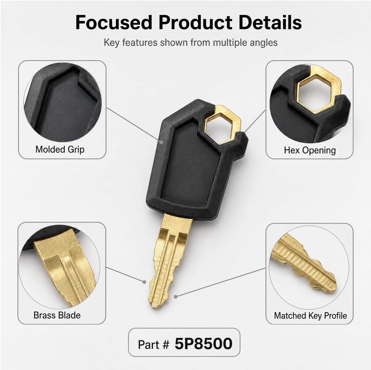 QWORK Equipment Keys, 20 Pack Replacement Keys Compatible with Caterpillar