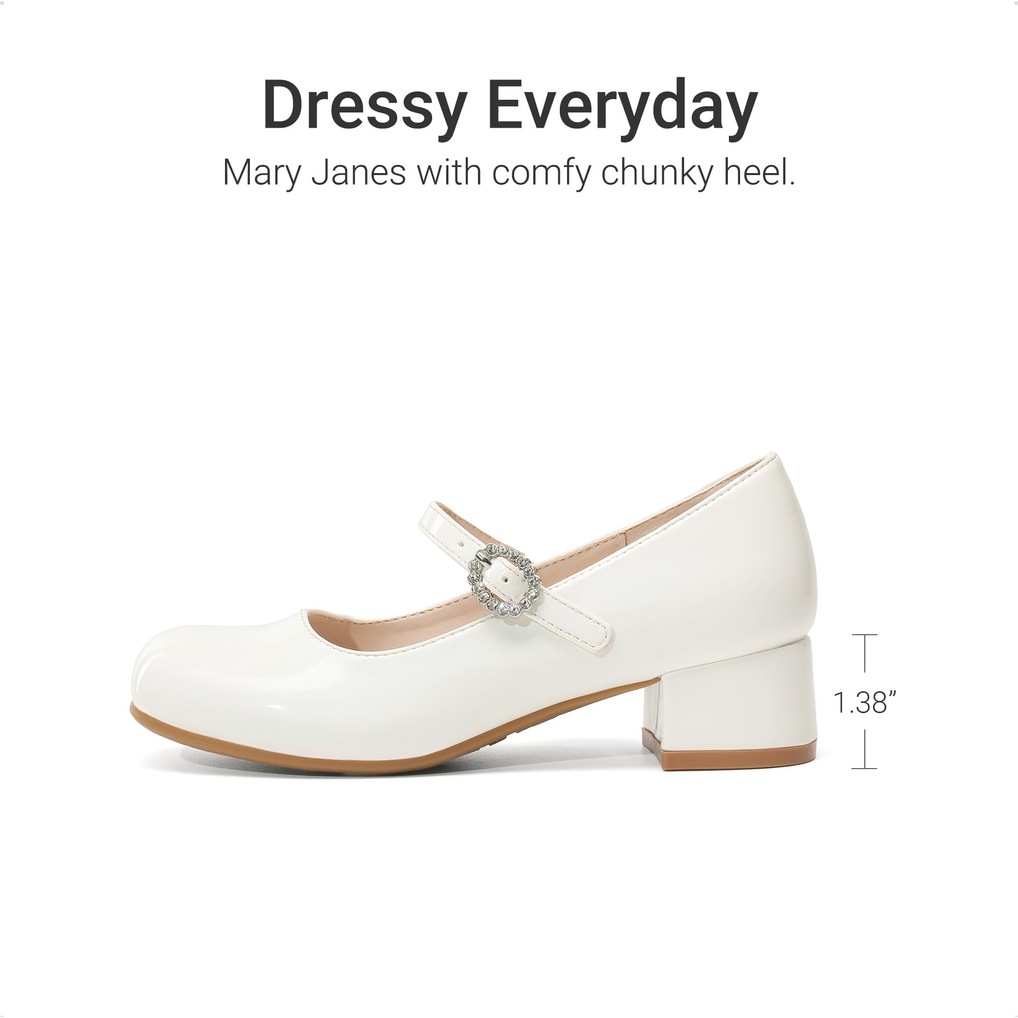 DREAM PAIRS Zapatos de Vestir para Niñas Mary Jane con Tacones Bajos Bombas de Flores para Bodas y Fiestas de Prom para Niños/Adolescentes