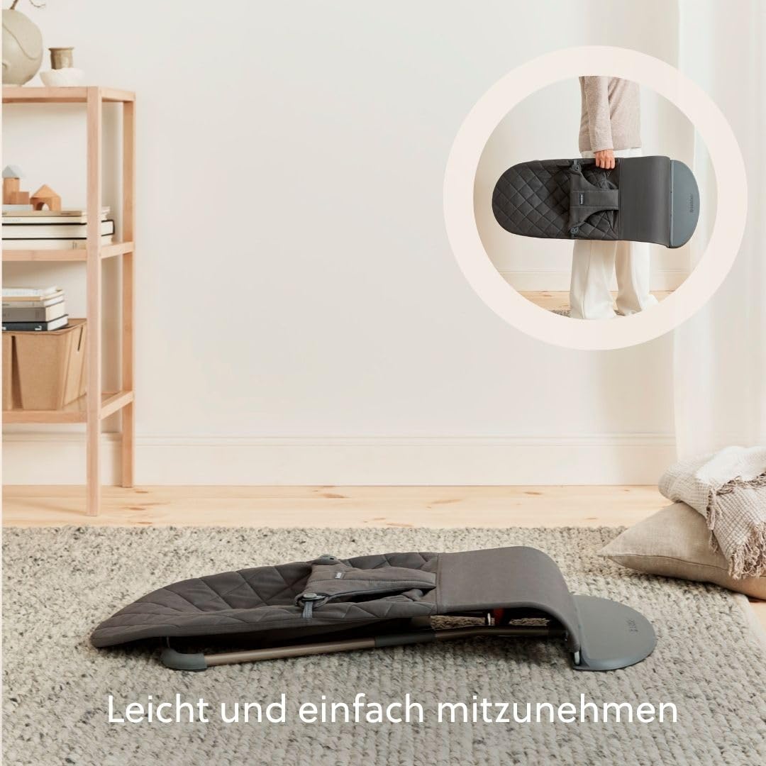 BabyBjörn Babywippe Bliss, Gewebt, Klassische Steppung, Anthrazitgrau
