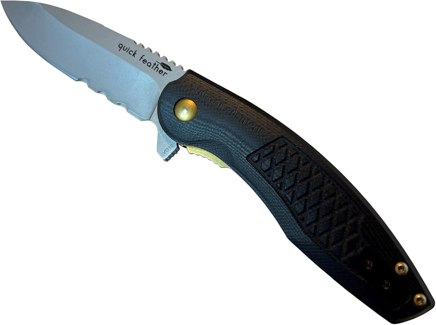 OUTDOOR ELEMENT Quick Feather VG-10 Pocket Knife, Folding EDC Knife With G10 Handle, Stainless Steel Folding blade & Ferro Rod For Hot Sparks - Utility, Camping and Survival Pocket Blade