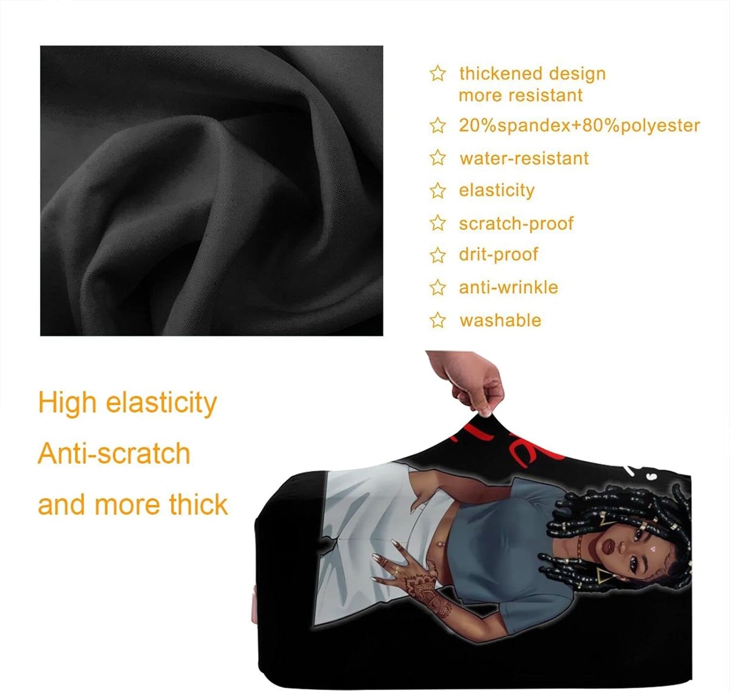 Travel Suitcase Protector African American Woman Elastic Protective Washable Luggage Cover With Concealed Zipper Suitable For 18-32 Inch 【XL (for 29-32 inch luggage)】