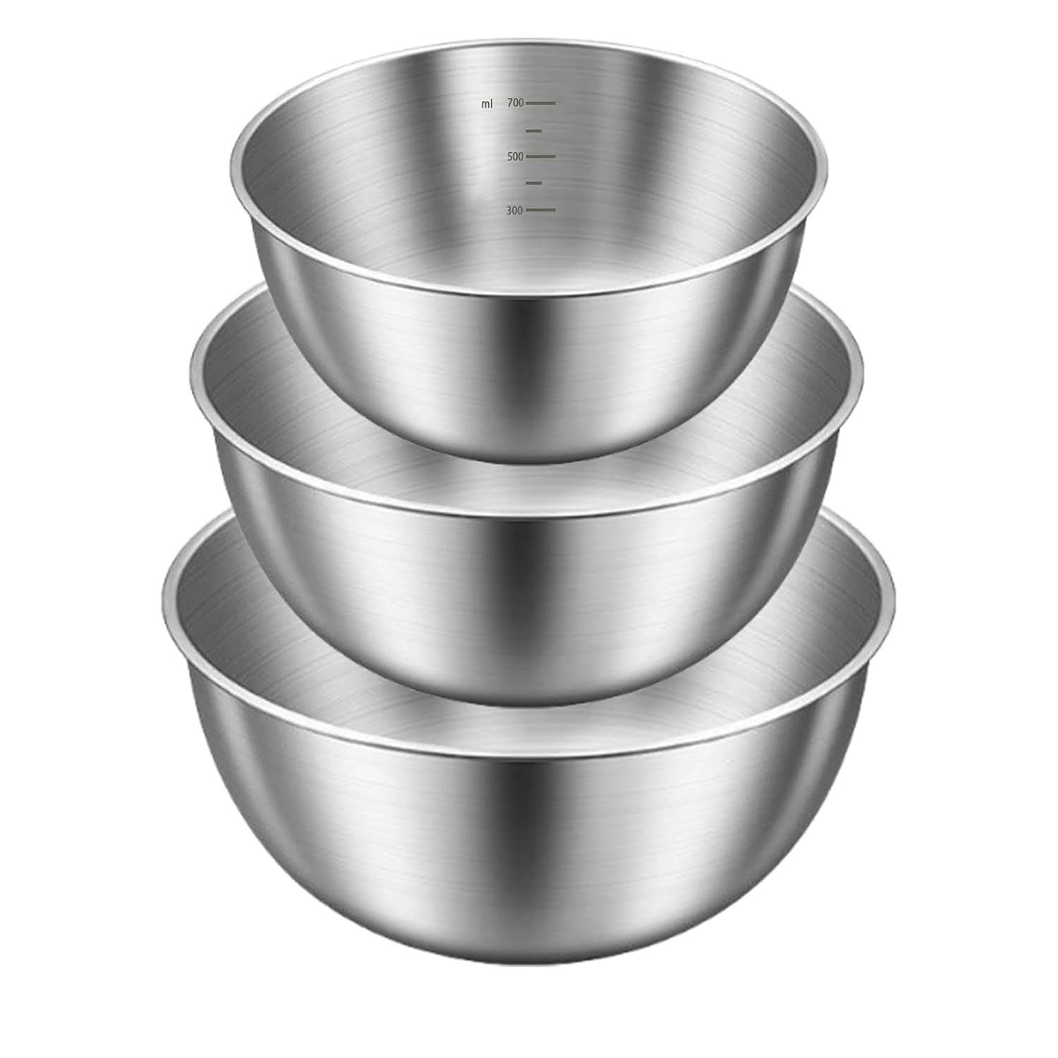 LxcshLjx Stainless Steel Mixing Bowls Set,3 Pcs (23cm/20cm/17cm),Duty One-Piece Construction,Non-Slip Bottom,Brushed Finish,Ideal as Mixing Bowls for Baking,Dough Kneading,Salad & Food Prep