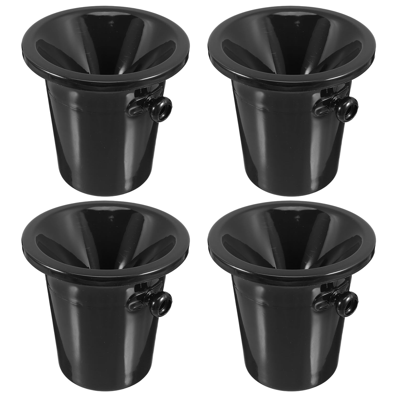 Cubos de Hielo para Vino Occidentales de Plástico Negro, Escupideras Redondas Asas Dobles, Paquete de 4 Unidades para Cata y Barra de Bar