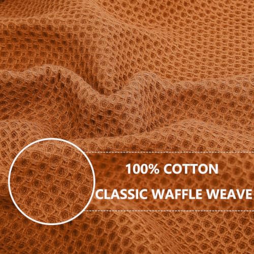Image of Homaxy 100% Cotton Waffle Weave Kitchen Dish Cloths 6-Pack, Burnt Orange | 12 x 12 Inches, Ultra Soft Absorbent Dish Towels, Quick Drying Dish Rags with Hanging Loop