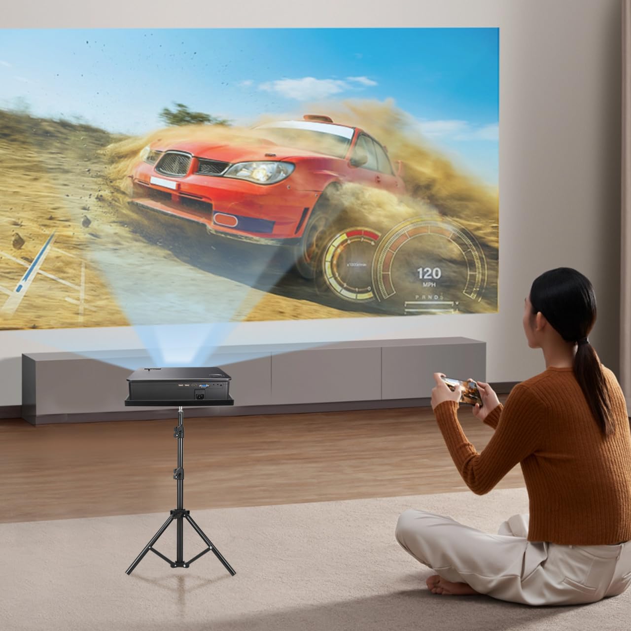 Uonlytech Trípode Diseño Antideslizante con Bandeja Soporte Ajustable de Abs y Hierro y Grabación Estable para Proyector Portátil para Escritorio
